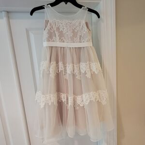 David's Bridal Banded Lace and Tulle Dress